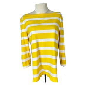 Lauren Jeans Co Ralph Lauren Yellow stripe top lace up sleeve size XL
